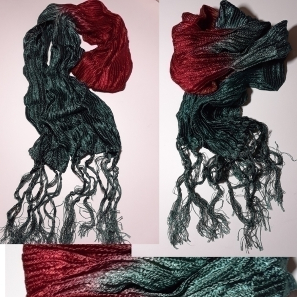 Vintage Silk Corded Weave Tassel Neck Scarf